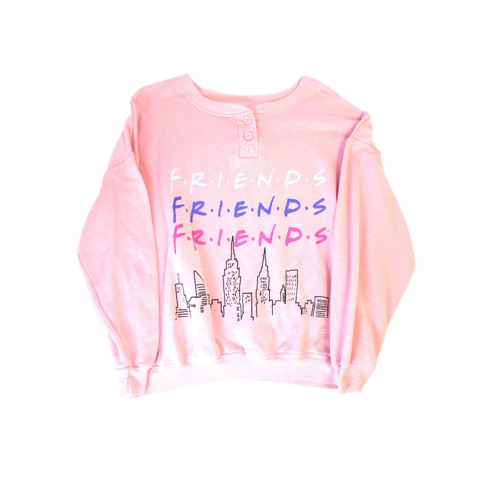 Friends TV Show Pink Skyline Henley Sleepwear Sweatshirt Sweater XL 16-18